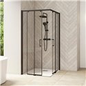 Porte de douche Smart Design A/C sans seuil Verre transparent 110 cm Noir grainé