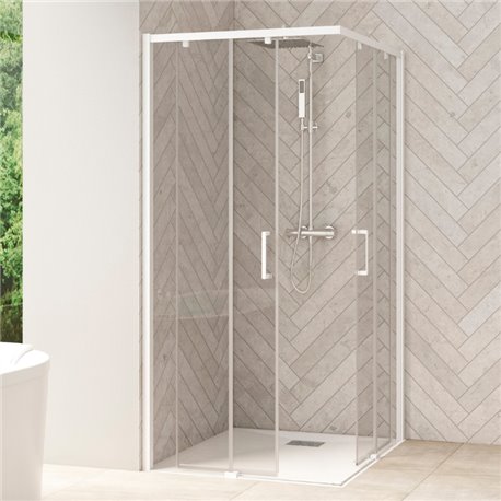 Porte de douche Smart Design A/C sans seuil Verre transparent 110 cm Blanc Porte de douche Smart Design A/C sans seuil Verre transparent 110 cm Blanc