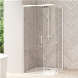 Porte de douche Smart Design A/C sans seuil Verre transparent 120 cm Blanc