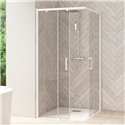 Porte de douche Smart Design A/C sans seuil Verre transparent 120 cm Blanc