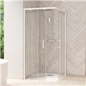 Porte de douche Smart Design A/C sans seuil Verre transparent 100 cm Blanc