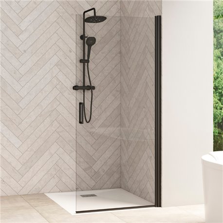 Porte de douche Smart Design Solo P Verre transparent 80 cm Noir grainé Porte de douche Smart Design Solo P Verre transparent 80 cm Noir grainé