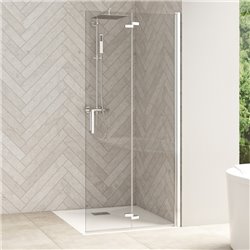 Porte de douche Smart Design Solo S Verre transparent 80 cm Blanc