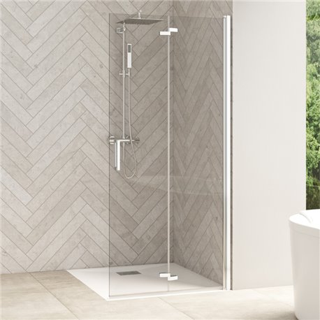 Porte de douche Smart Design Solo S Verre transparent 80 cm Blanc Porte de douche Smart Design Solo S Verre transparent 80 cm Blanc