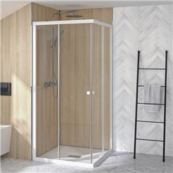 Porte de douche Supra A 90 cm accès d'angle complet Profilé blanc