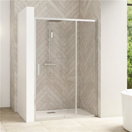 Porte de douche Smart Design P Verre transparent 140 cm Chromé
