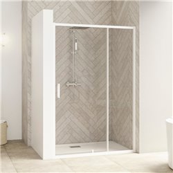 Porte de douche Smart Design P Verre transparent 90 cm Blanc