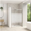 Porte de douche avec 1 volet coulissant Smart design C extensible avec seuil profilé chromé et verre cosmos 1570-1700 mm
