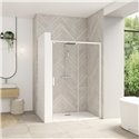 Porte de douche avec 1 volet coulissant Smart design C extensible avec seuil profilé blanc et verre transparent 1370-1500 mm