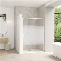 Porte de douche avec 1 volet coulissant Smart design C extensible avec seuil profilé blanc et verre cosmos 1170-1300 mm
