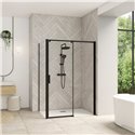Porte de douche Smart design C extens. 1 volet coulis. fixe à droite passage gauche profilé gris noir grainé verre transp. 1370-