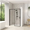 Porte de douche Smart design C extens. 1 volet coulis. fixe à gauche passage droite profilé gris noir grainé verre transp. 1070-