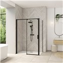 Porte de douche Smart design C extens. 1 volet coulis. fixe à gauche passage droite profilé gris noir grainé verre transp. 1270-