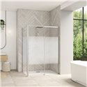 Porte de douche Smart design C extens. 1 volet coulis. partie fixe droite passage gauche profilé chromé verre cosmos 1270-1400 m