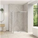 Porte de douche Smart design C extens. 1 volet coulis. partie fixe droite passage gauche profilé chromé verre transparent 970-11