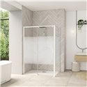 Porte de douche Smart design C extens. 1 volet coulis. partie fixe gauche passage droite profilé blanc verre cosmos 1670-1800 mm