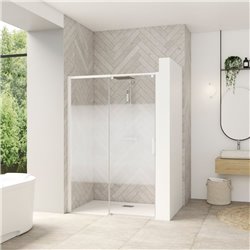 Porte de douche Smart design C extens. 1 volet coulis. partie fixe gauche passage droite profilé blanc verre cosmos 1170-1300 mm