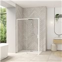 Porte de douche Smart design C extens. 1 volet coulis. partie fixe gauche passage droite profilé blanc verre transparent 1670-18