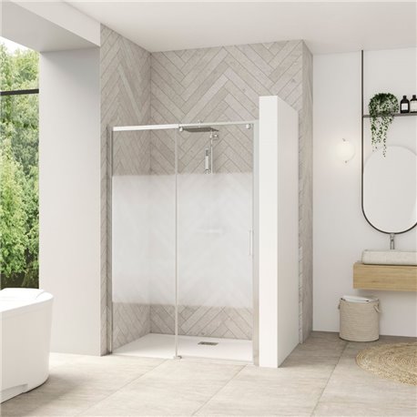 Porte de douche Smart design C extens. 1 volet coulis. partie fixe gauche passage droite profilé chromé verre cosmos 1070-1200 m Porte de douche Smart design C extens. 1 volet coulis. partie fixe gauche passage droite profilé chromé verre cosmos 1070-1200 m