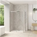 Porte de douche Smart design C extens. 1 volet coulis. partie fixe gauche passage droite profilé chromé verre transparent 1470-1