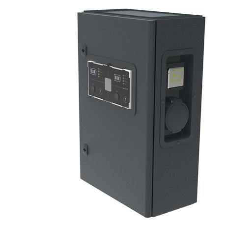 Borne de recharge monophasée détection 6mA DC Green'Up Premium métal 2 véhicules électriques Modes 2 et 3 - 3,7kW à 4,6kW 16A à 