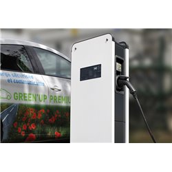 Borne de recharge monophasée détection 6mA DC Green'Up Premium métal 2 véhicules électriques Modes 2 et 3 - 3,7kW à 4,6kW 16A à 