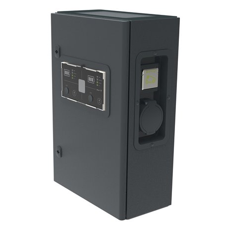 Borne de recharge monophasée détection 6mA DC Green'Up Premium métal 2 véhicules électriques Modes 2 et 3 - 7,4kW 32A 058013