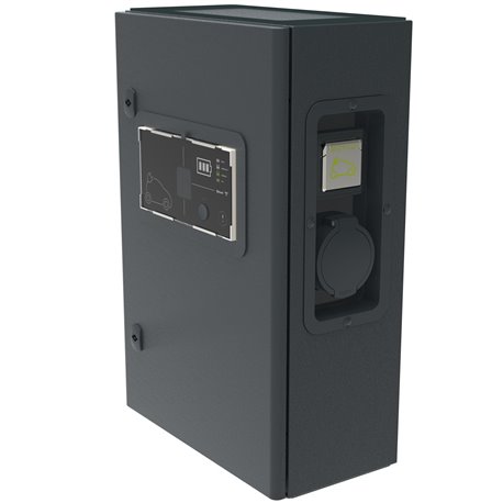 Borne de recharge triphasée détection 6mA DC Green'Up Premium métal pour 1 véhicule électrique Modes 2 et 3 - 22kW 32A 058014