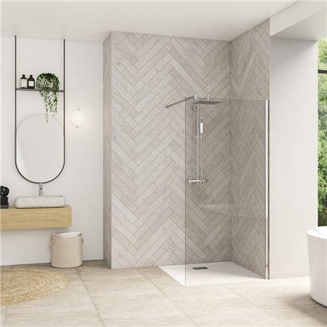 Paroi de douche Smart Design Solo Verre transparent, avec barre droite 70 cm Chromé