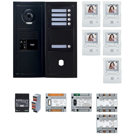 Pack GT vidéo 5 BP GTBV5EB 200457 programmé avec platine noire satin