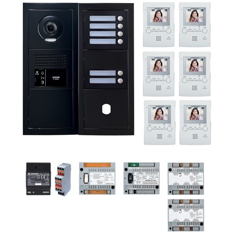 Pack GT vidéo 6 BP GTBV6EB 200458 programmé avec platine noire satin