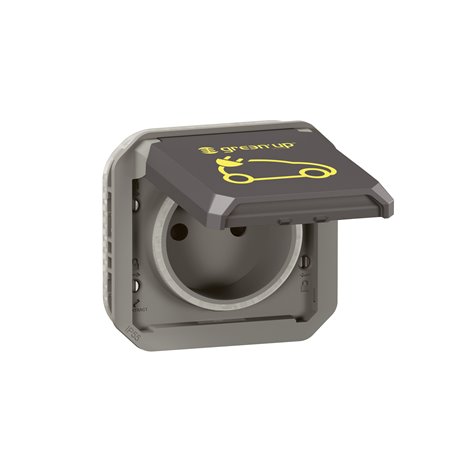 Prise de recharge Plexo pour véhicule électrique Green'up Access composable anthracite 16A 230V 069885L