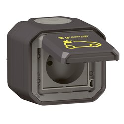 Prise de recharge Plexo pour véhic. Élec. Green'up Access IP55 IK08 saillie Modes 1 ou 2 16A 230V anthracite 069785L