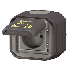 Prise de recharge Plexo pour véhic. Élec. Green'up Access IP55 IK08 saillie Modes 1 ou 2 16A 230V anthracite 069785L