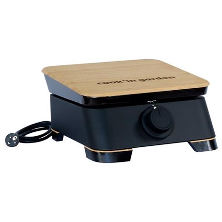 Plancha électrique Dune + couvercle protection bois PE004 2500 Watts noir Plancha électrique Dune + couvercle protection bois PE004 2500 Watts noir