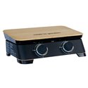 Plancha gaz 2 brûleurs Dune 60 + couvercle protection bois PG092 4000 Watts noir