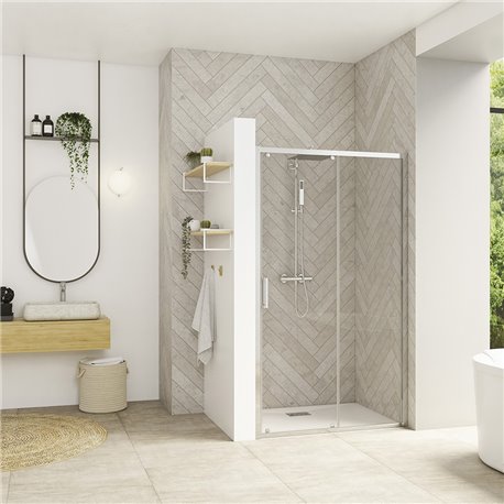 Porte de douche Smart Design C Verre transparent 90 cm Chromé Porte de douche Smart Design C Verre transparent 90 cm Chromé