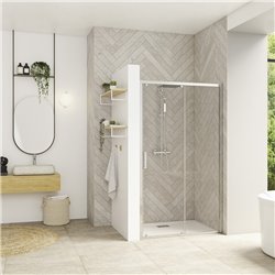 Porte de douche Smart Design C Verre transparent 140 cm Chromé