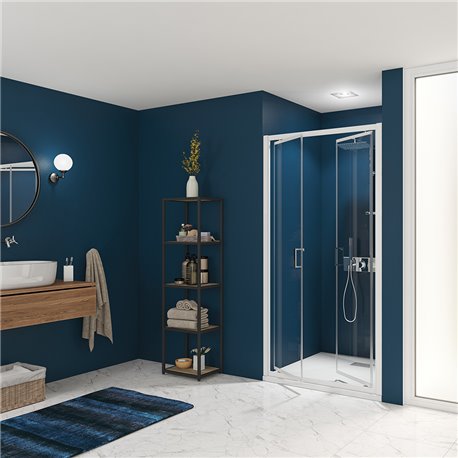 Porte de douche Smart Express 2P 80 cm Profilé blanc