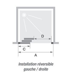 Porte de douche Smart Express 3V 140 cm Profilé chromé