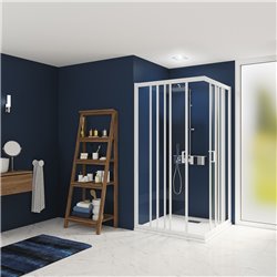 Porte de douche Smart Express A/3V 80 cm Profilé blanc