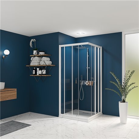 Porte de douche Smart Express A/C 90 cm Profilé blanc