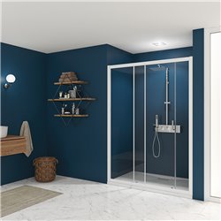 Porte de douche Smart Express C 100 cm Profilé blanc