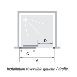 Porte de douche Smart Express C 100 cm Profilé blanc