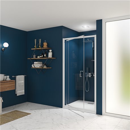 Porte de douche Smart Express P 140 cm Profilé blanc