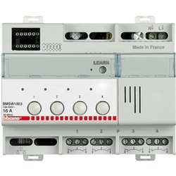 Actionneur modulaire 4 relais indépendants 16A éclairage fonction ON et OFF MyHOME_Up 6 modules BMSW1003