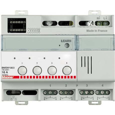 Actionneur modulaire 4 relais indépendants 16A éclairage fonction ON et OFF MyHOME_Up 6 modules BMSW1003