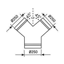 Culotte 45° sans joint ø250mm