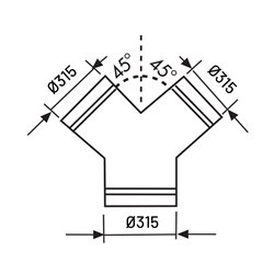 Culotte 45° sans joint ø315mm