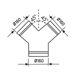 Culotte 45° sans joint Ø160mm